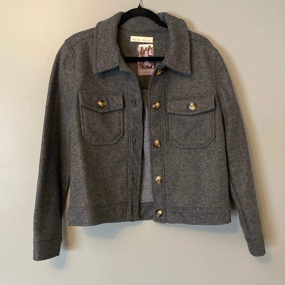 Cropped Grey Shacket - Size Small
